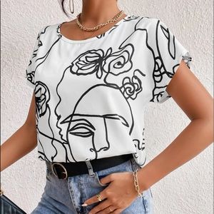 Abstract figure batwing blouse